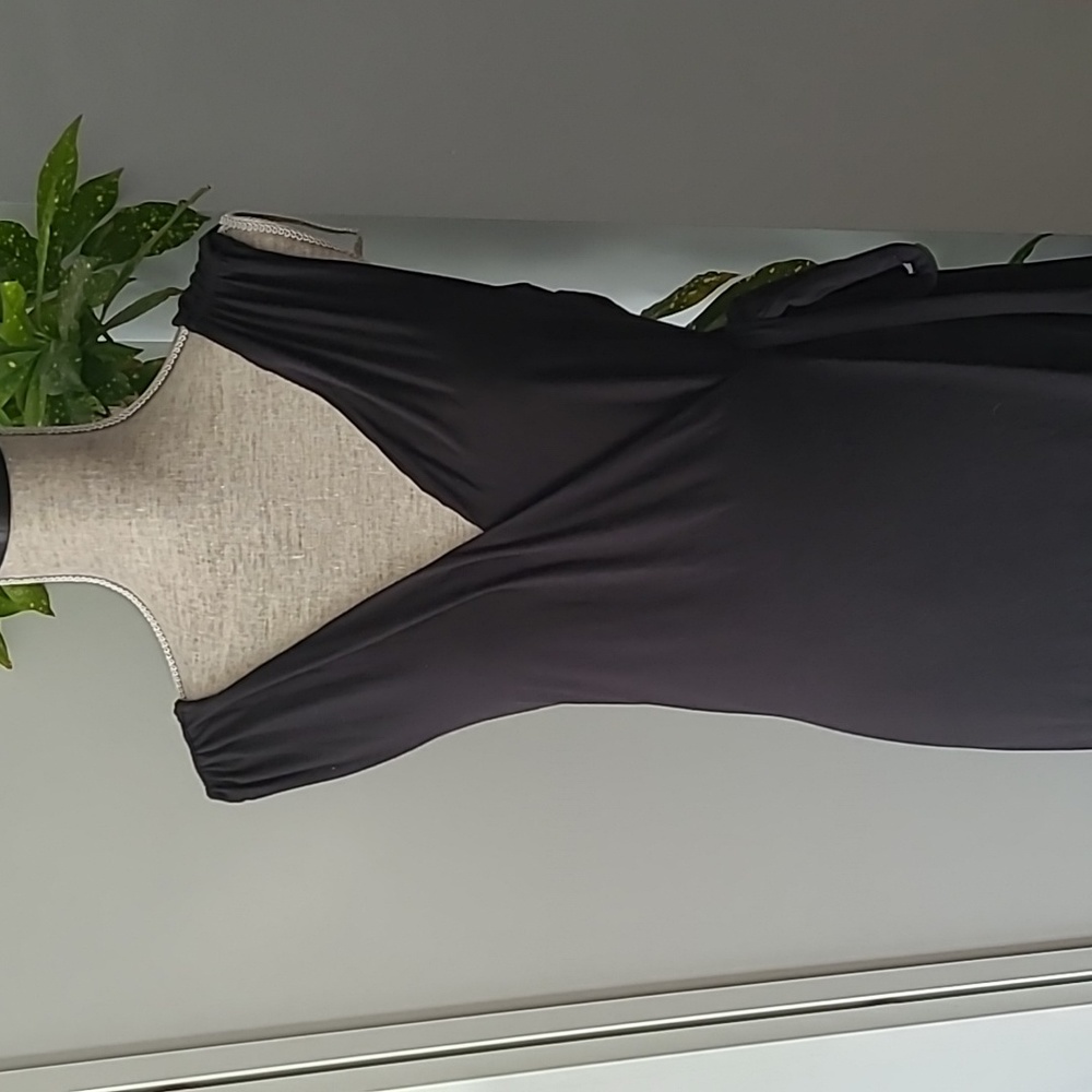 Athleta Windward Wrap Dress with Handkerchief Hem Black Medium